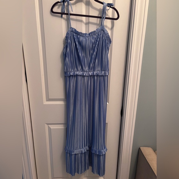 Miss Selfridge Blue Satin Midi Sleeveless Dress - Picture 2 of 4